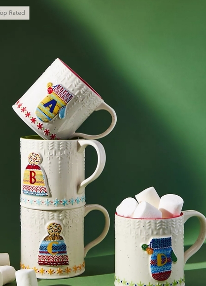 Anthropologie Bundled Up Monogram Mug- "D" - Picture 2 of 9